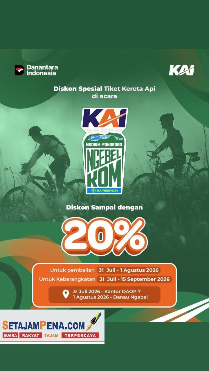 Semarakan Event Sepeda Gowes, bertema Ngebelkom, KAI Daop 7 Madiun Hadirkan Diskon Tiket KA 20 %.