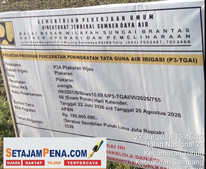 Proyek P3TGAI di Desa Plakaran, Diduga Dikerjakan Orang Luar