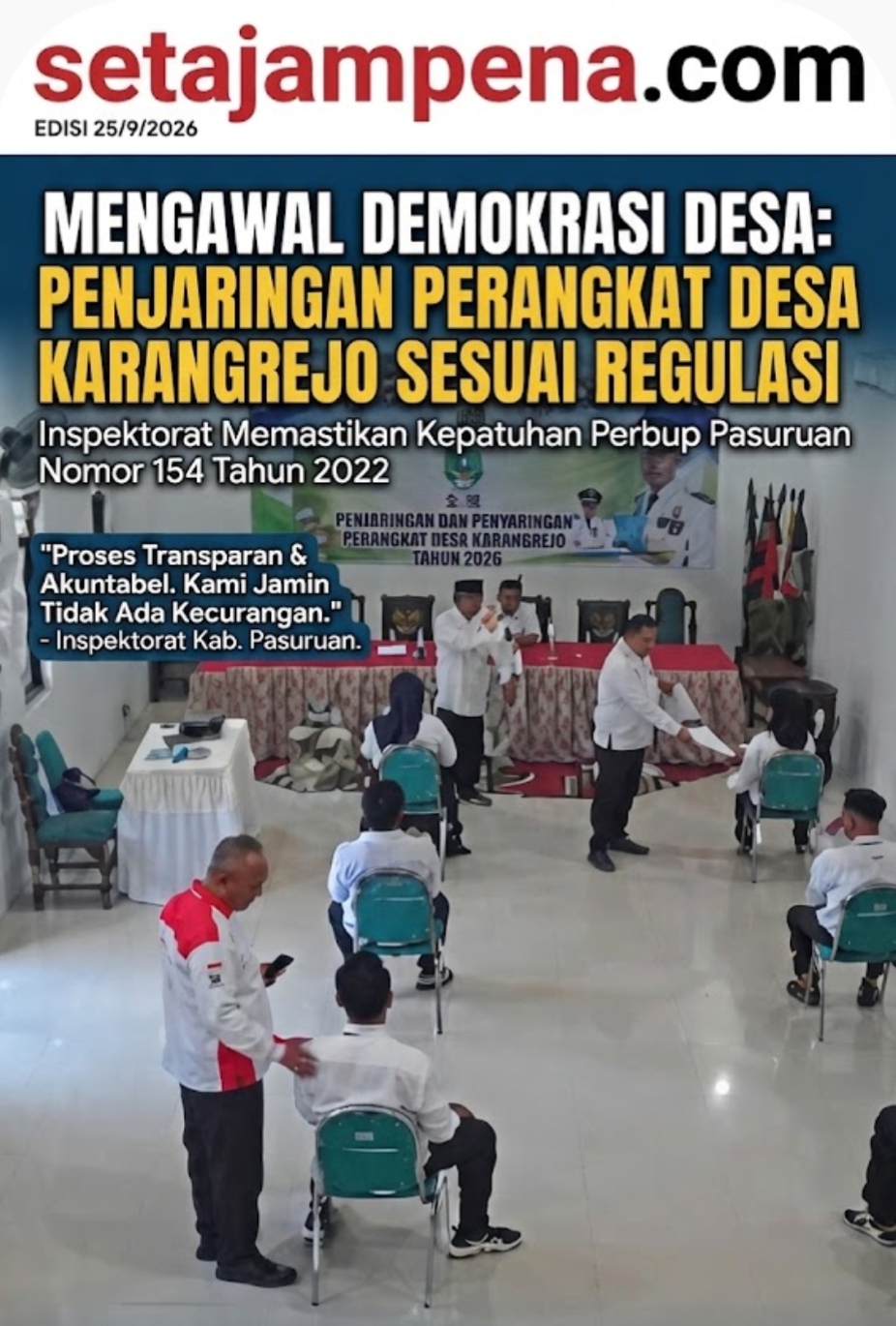 Inspektorat Pastikan Seleksi Perangkat Desa Karangrejo Sesuai Regulasi